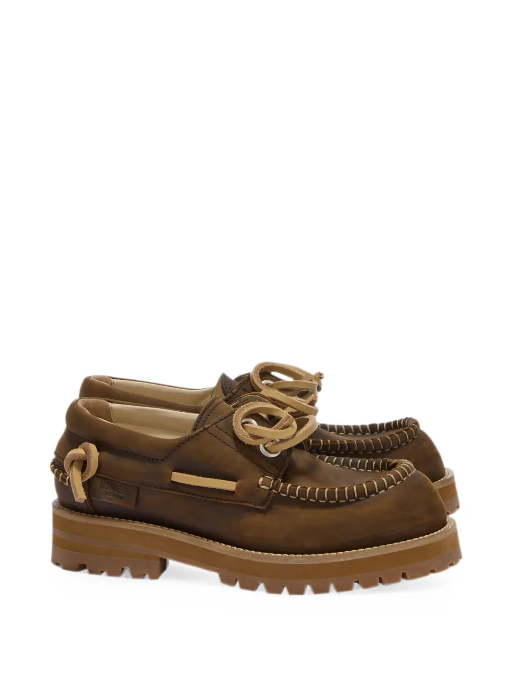 Moschino whipstitch-trim lace-up loafers Bruin