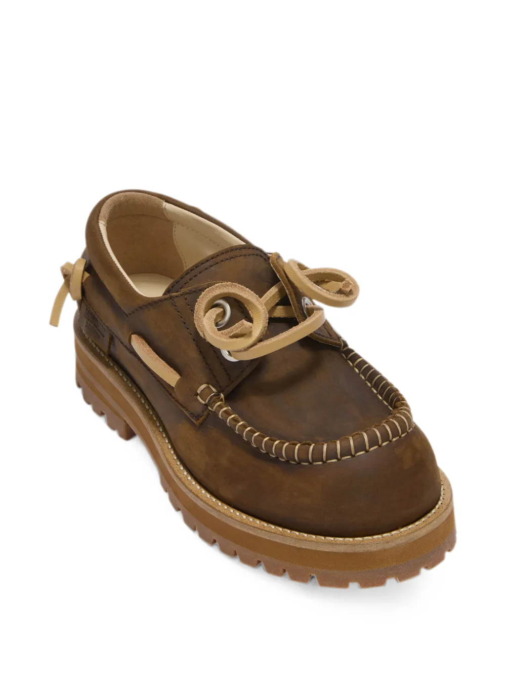 Moschino whipstitch-trim lace-up loafers Bruin