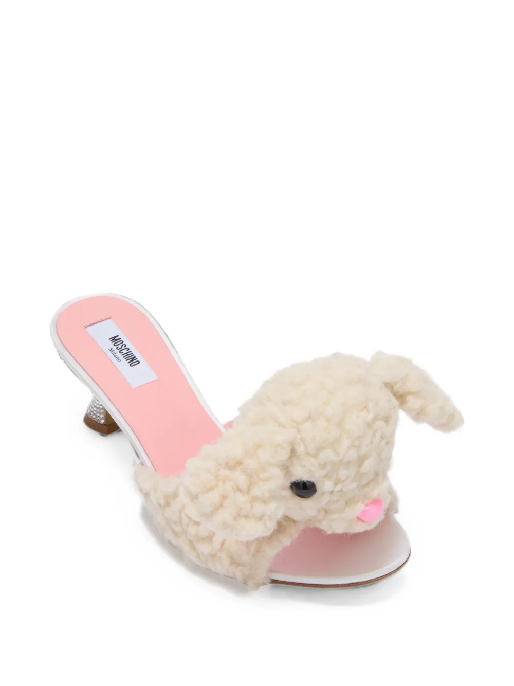 Moschino teddy-bear crystal-embellished mules Beige
