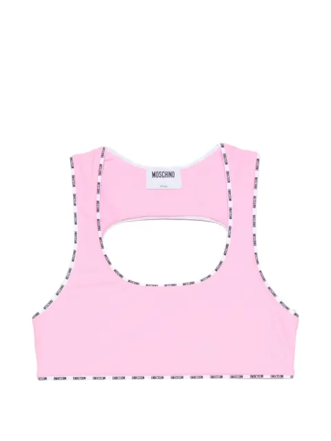 Moschino logo-tape cut-out bra
