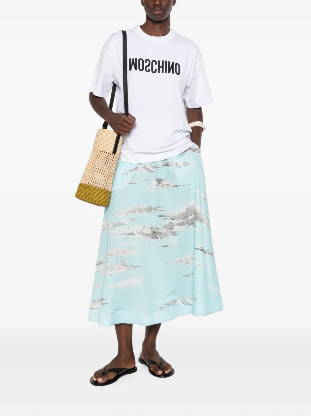 Moschino Katoenen T-shirt met logoprint Wit