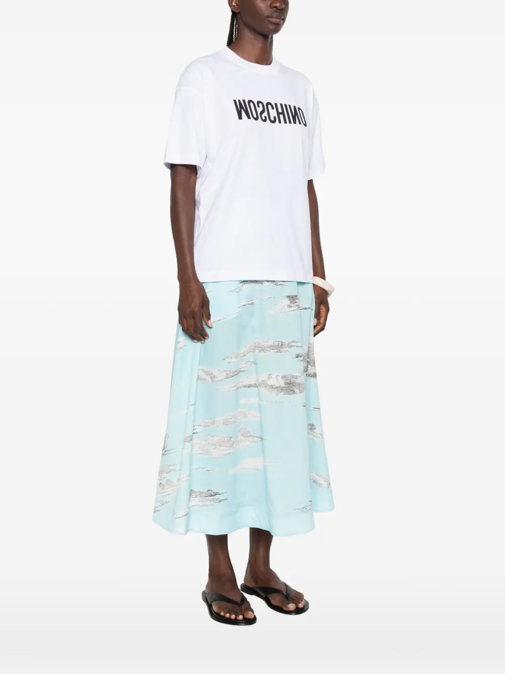 Moschino Katoenen T-shirt met logoprint Wit