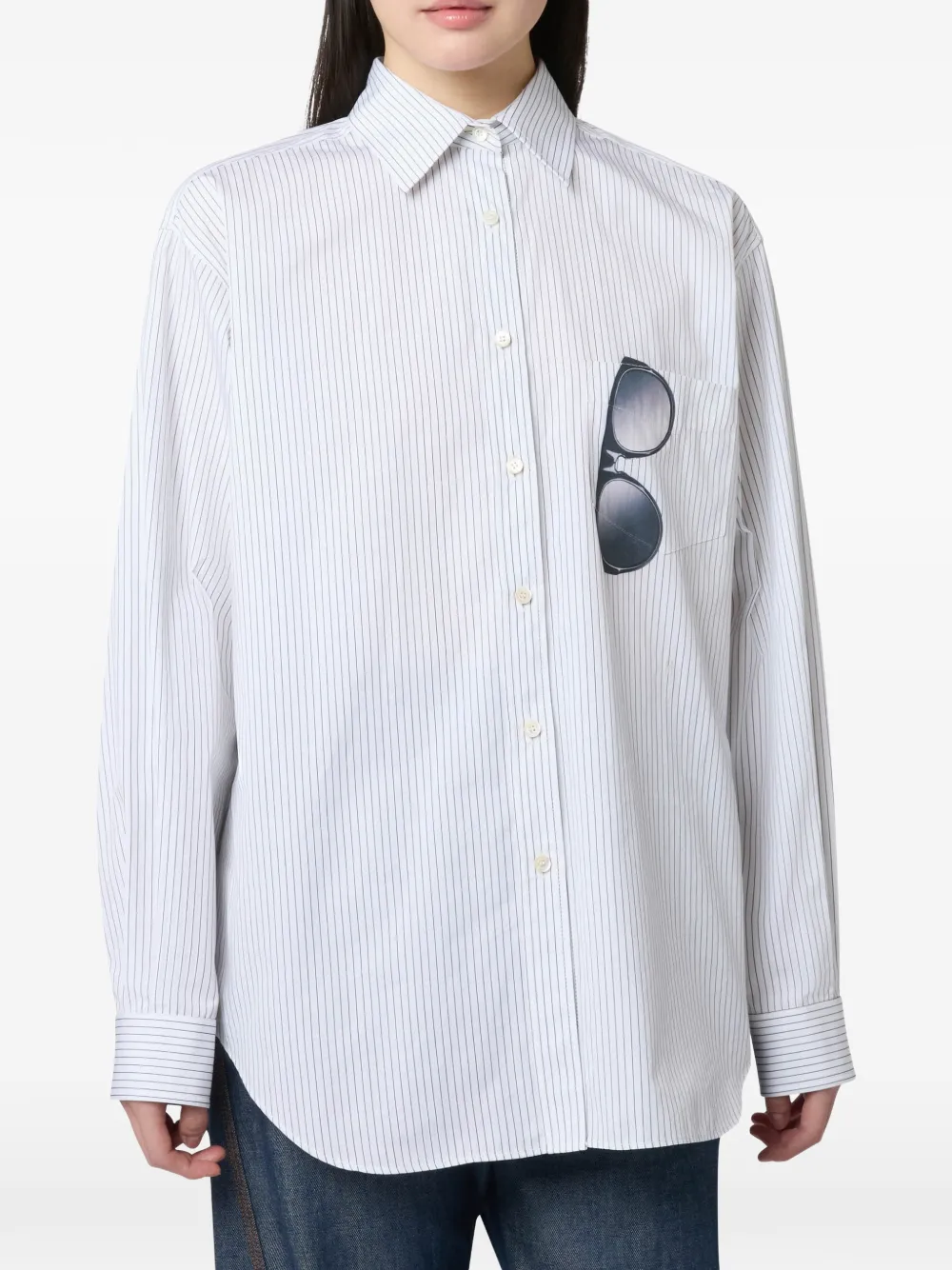 Moschino Popline katoenen blouse met print Wit