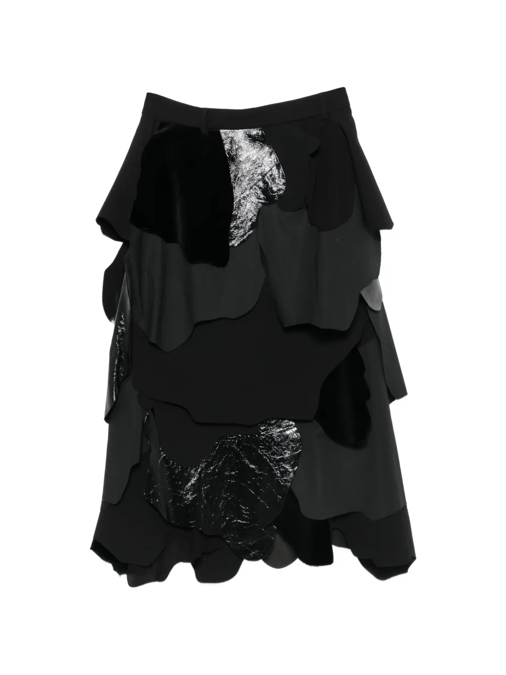 Moschino patchwork-design tiered midi skirt - Schwarz