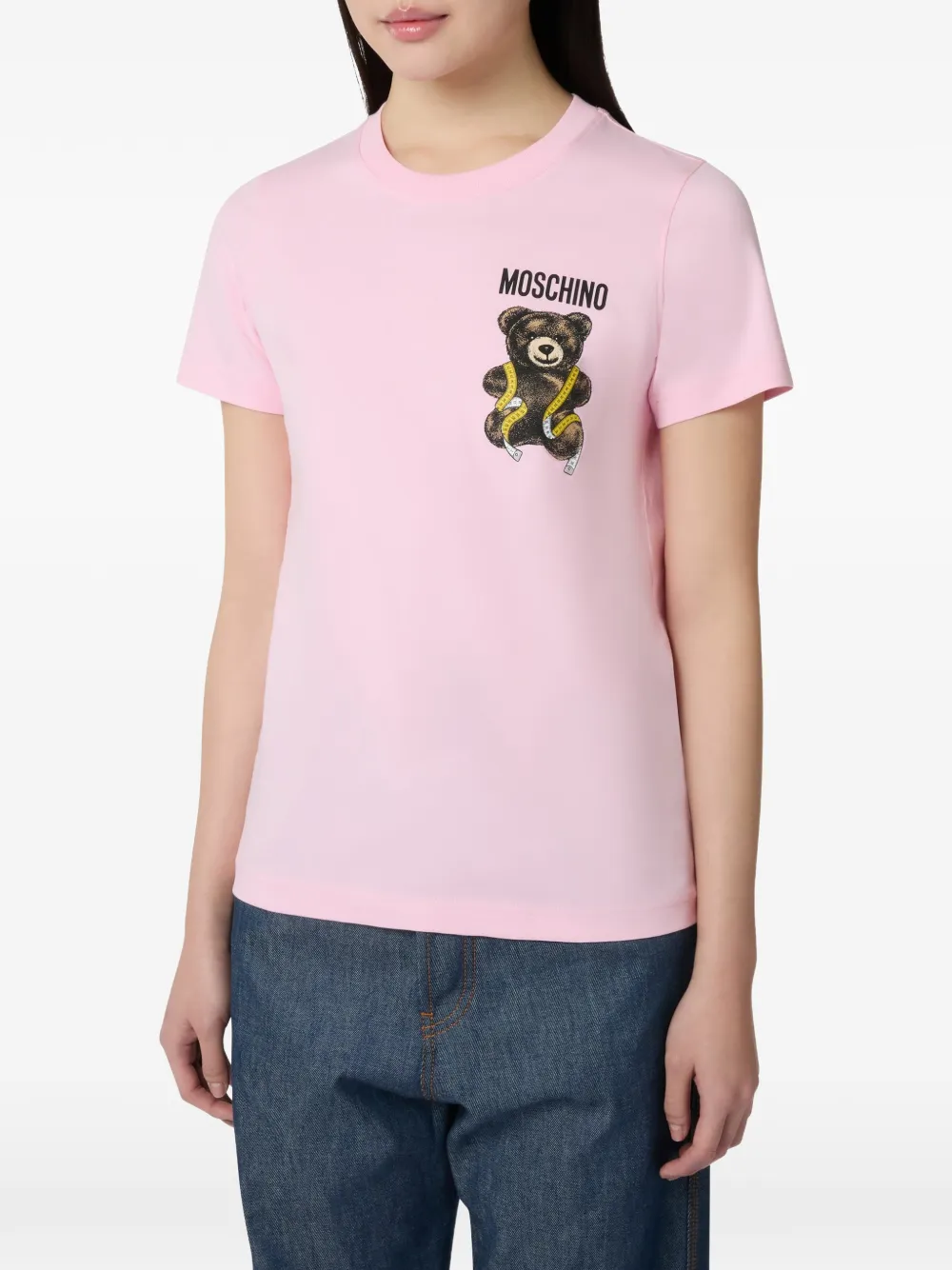 Moschino Teddy Bear jersey T-shirt van biologisch katoen Roze