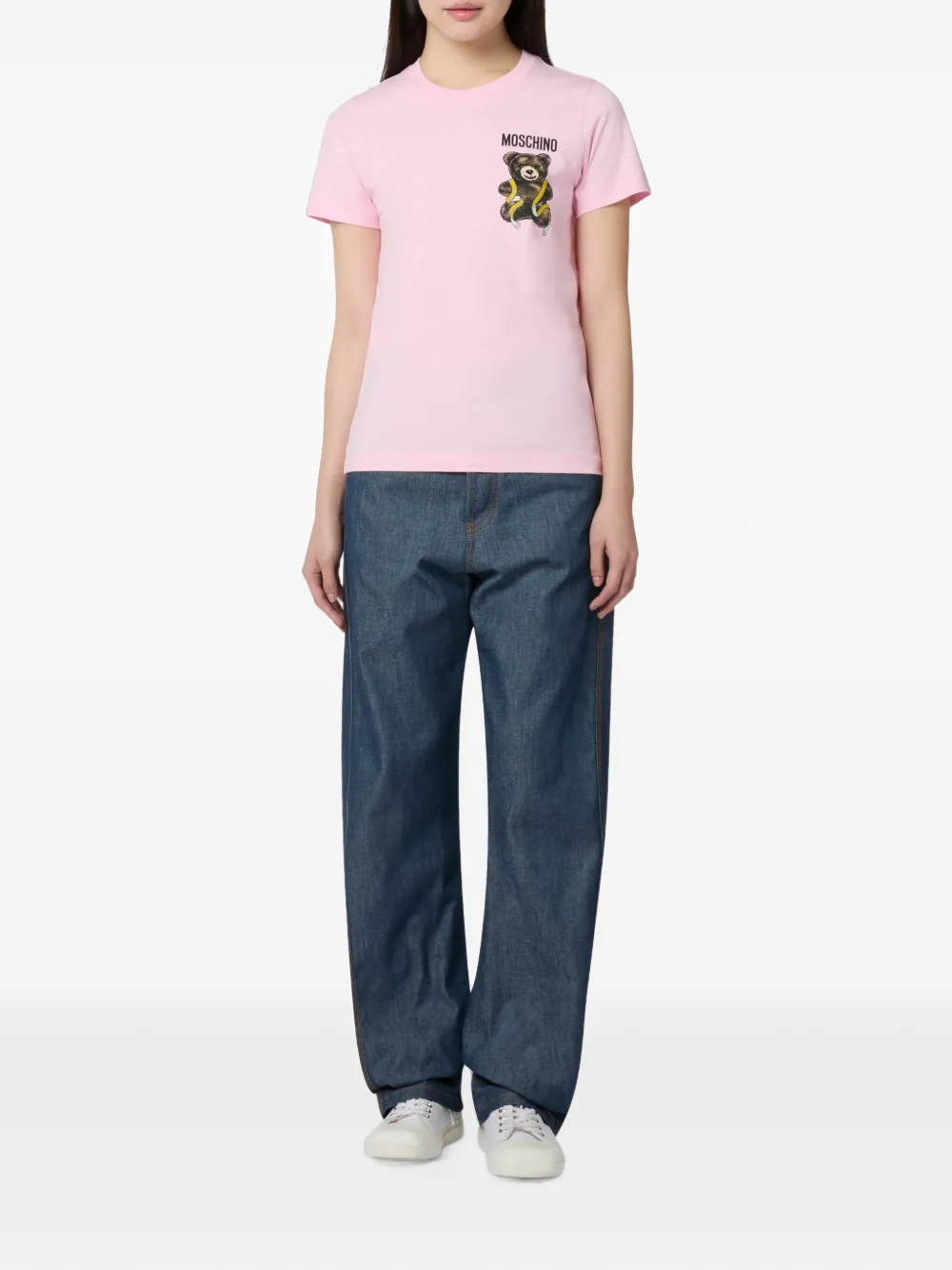 Moschino Teddy Bear jersey T-shirt van biologisch katoen Roze