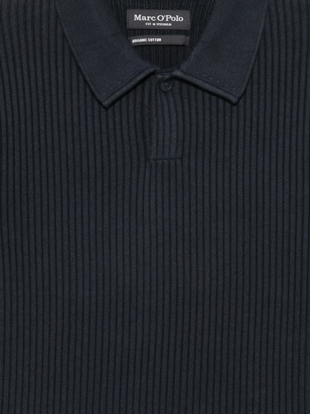 Marc O'Polo Ribgebreid poloshirt Blauw