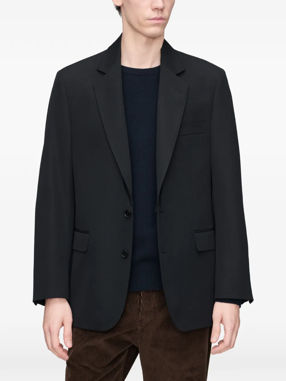 Maison Margiela Wollen blazer met enkele rij knopen Zwart