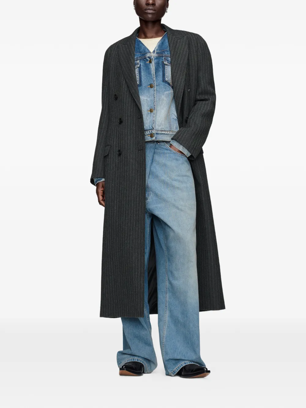 Maison Margiela Denim jack met opklapbare kraag Blauw
