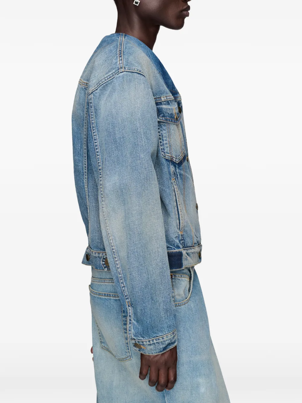 Maison Margiela Denim jack met opklapbare kraag Blauw