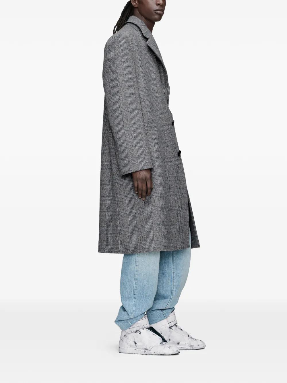 Maison Margiela Geruite jas met franje Grijs