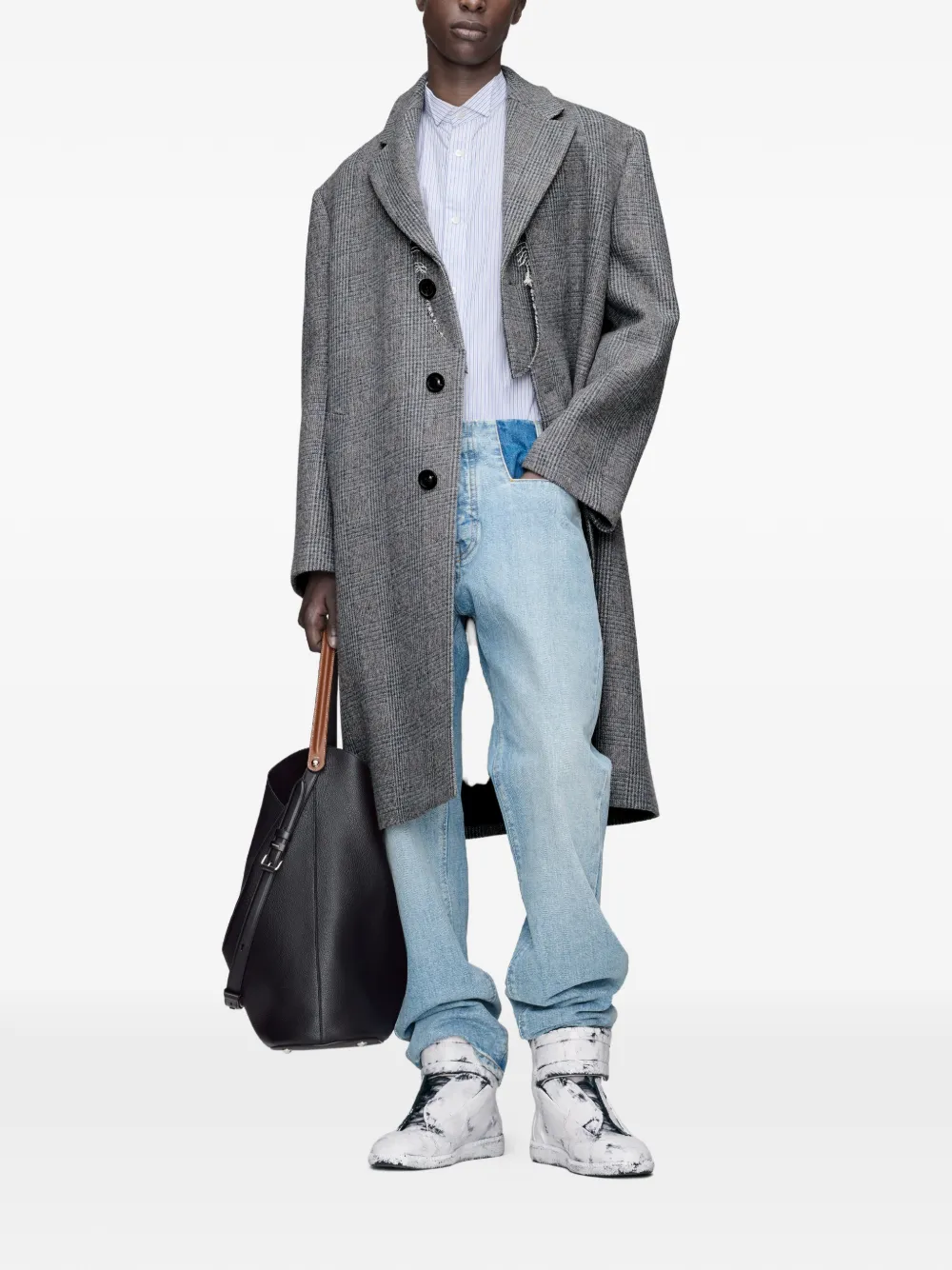 Maison Margiela Geruite jas met franje Grijs