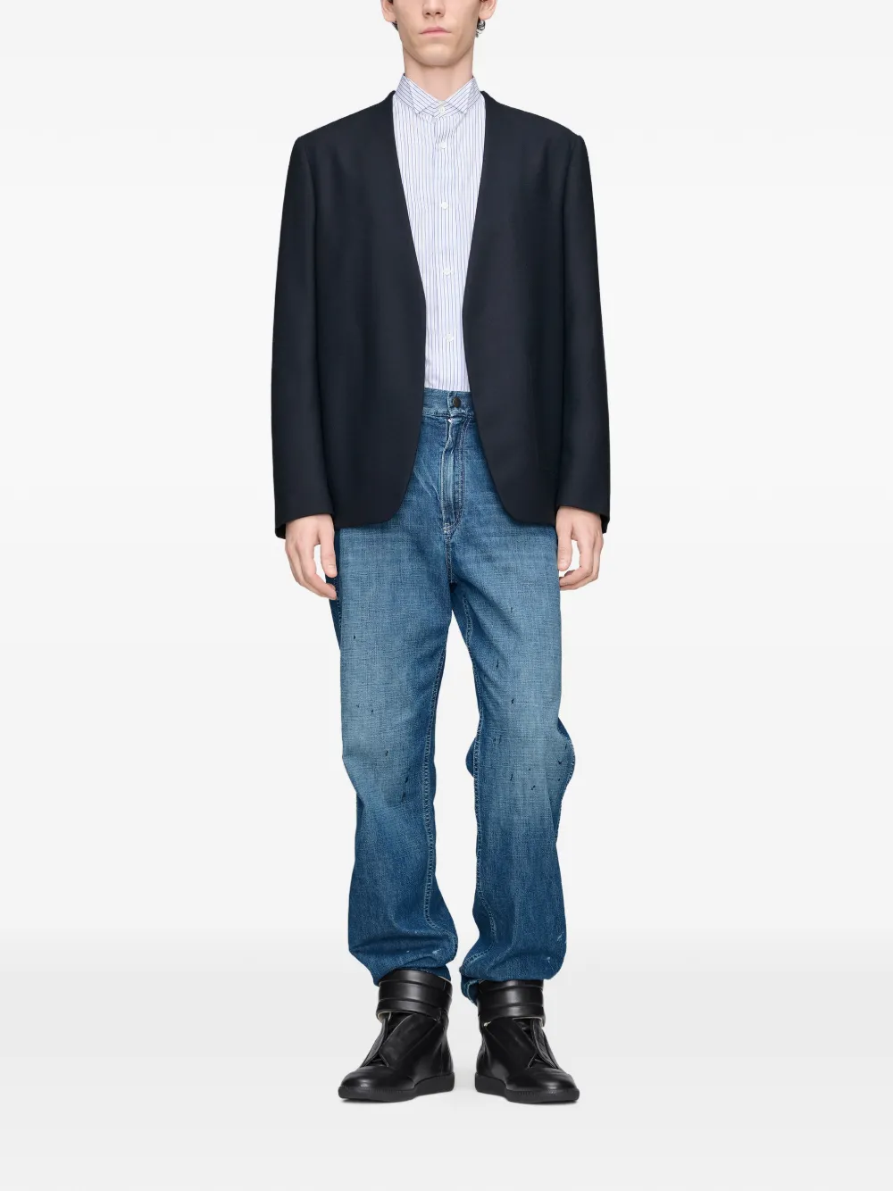 Maison Margiela Kraagloos jack Blauw