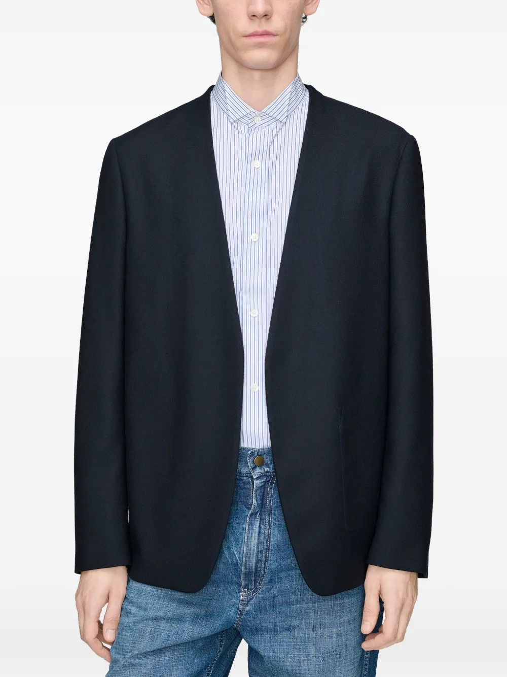 Maison Margiela Kraagloos jack Blauw