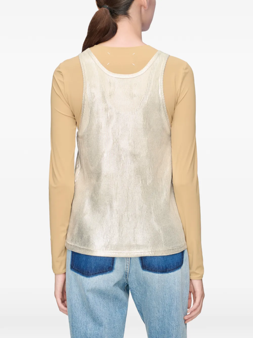 Maison Margiela Geribbelde tanktop Beige