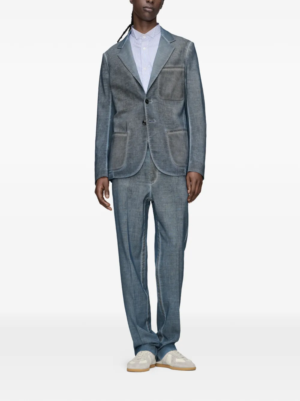 Maison Margiela Blazer met enkele rij knopen Blauw