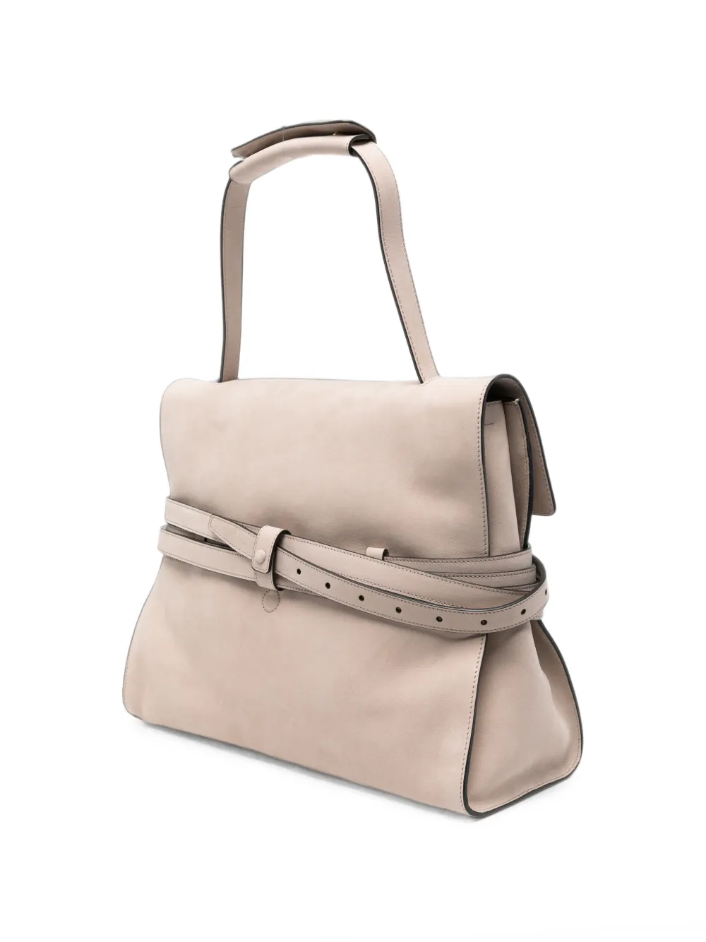 Moschino Leren schoudertas met riemdetail Beige