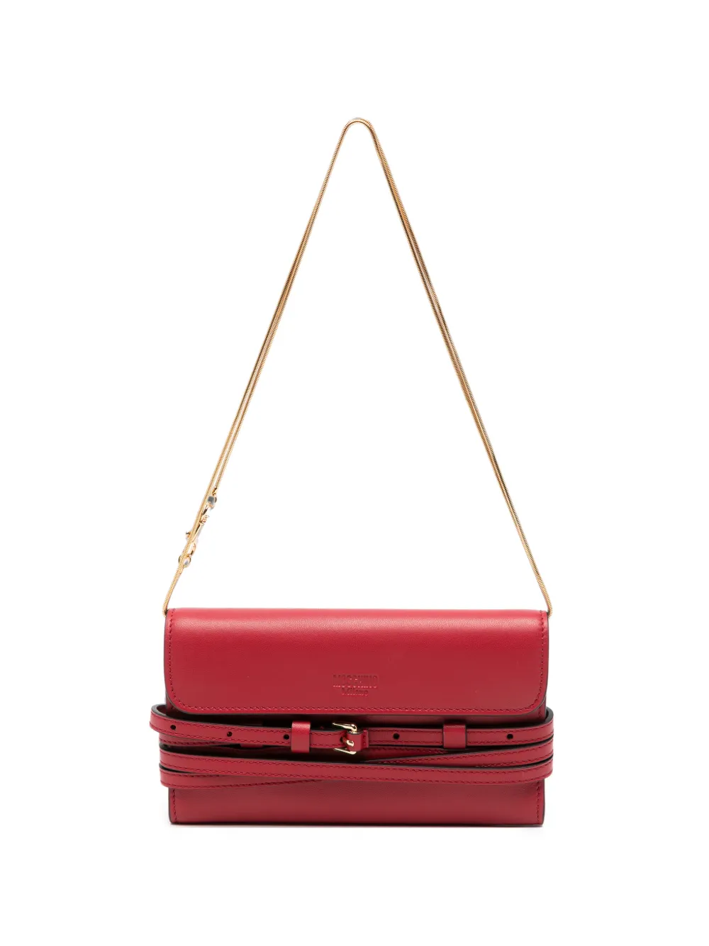 Moschino buckle-detail chain-strap wallet - Rosso