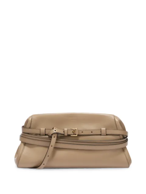 Moschino buckle-detail leather clutch bag