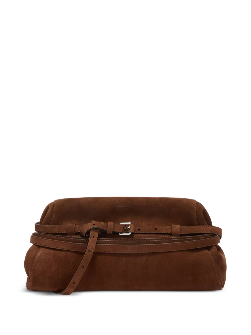 Moschino Clutch in pelle scamosciata con cintura - Marrone