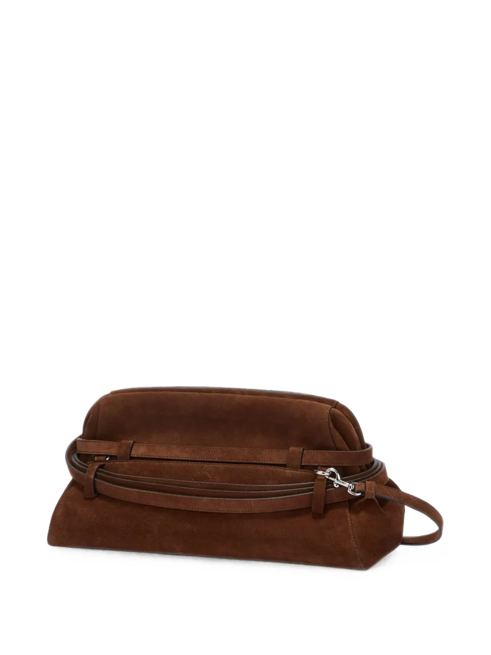 Moschino Suède clutch met riem Bruin