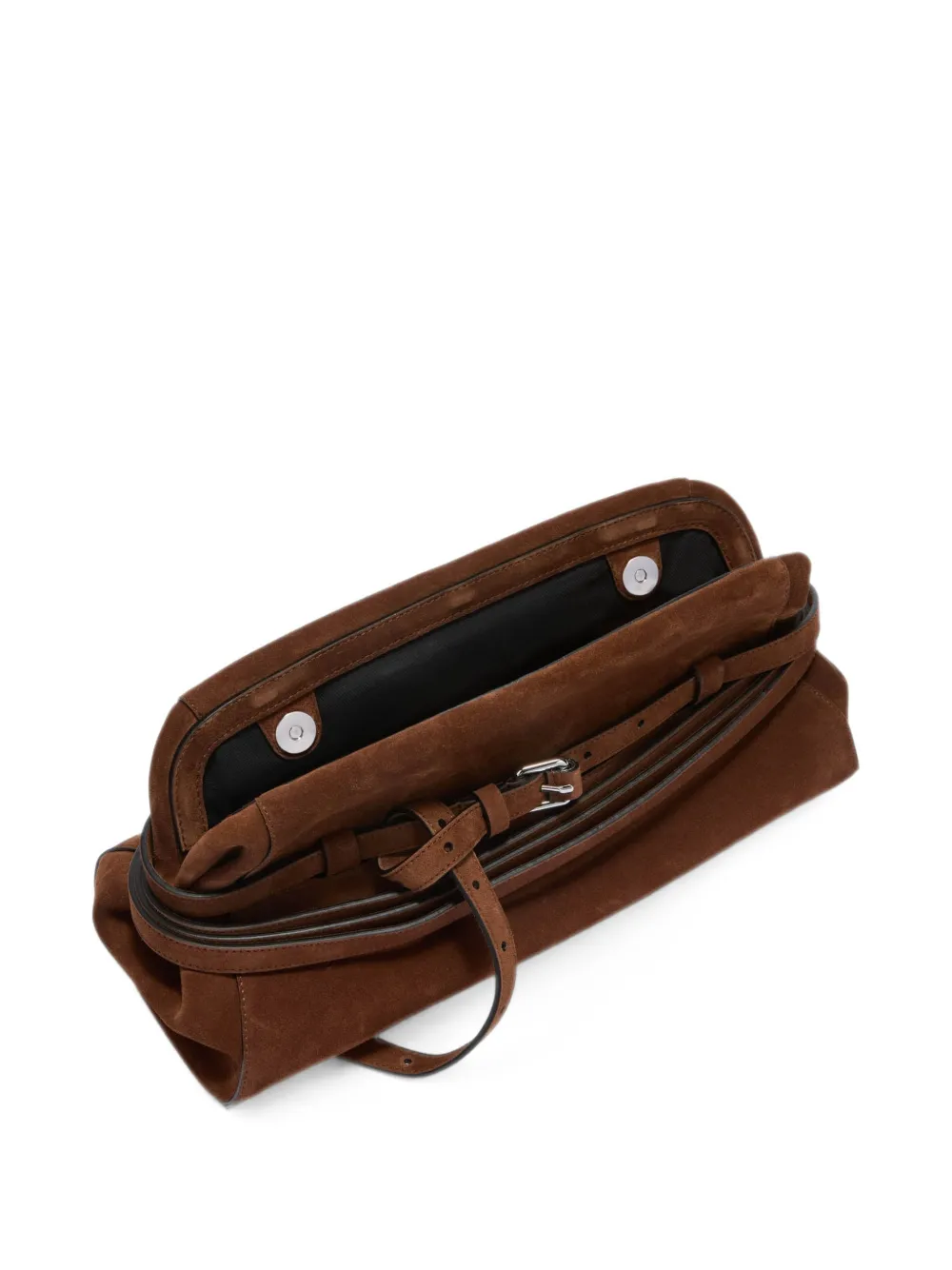 Moschino Suède clutch met riem Bruin