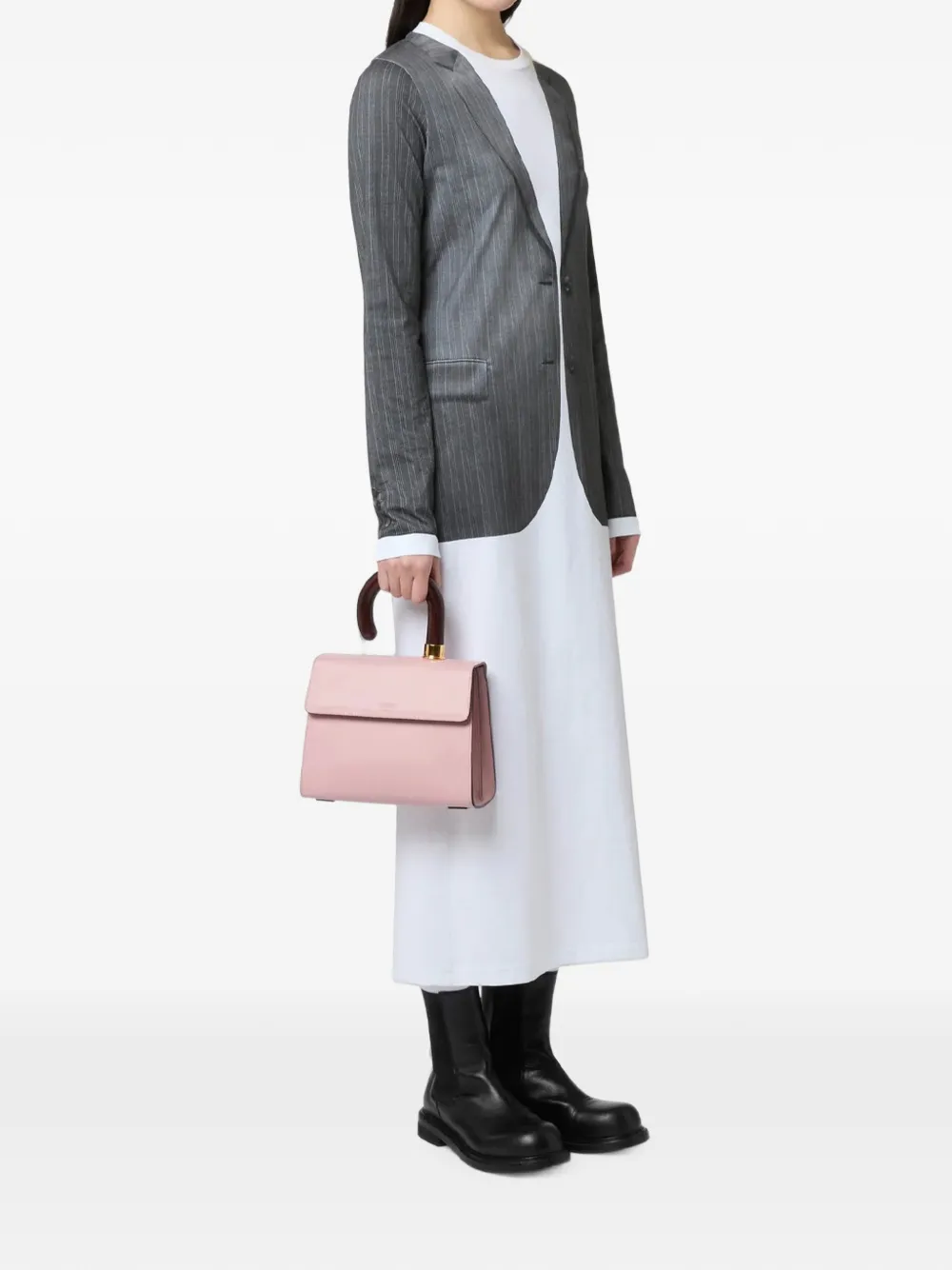 Moschino Leren shopper met gewelfd handvat Roze