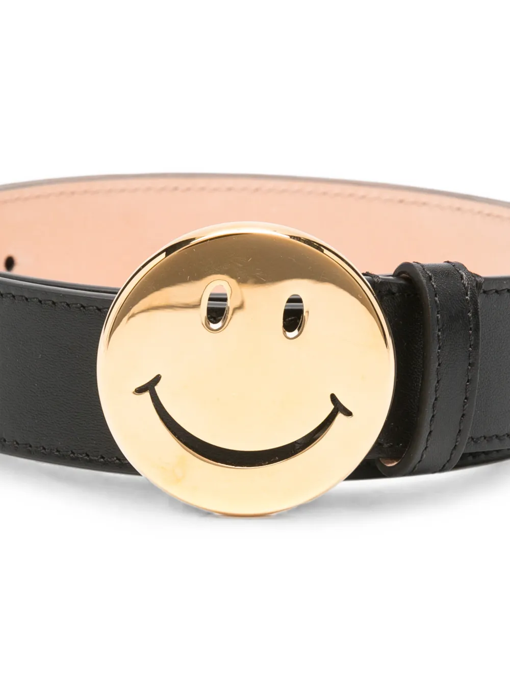 Moschino Smiley leren riem Zwart