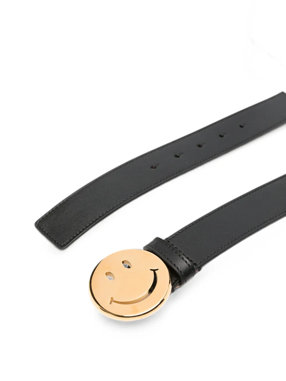Moschino Smiley leren riem Zwart