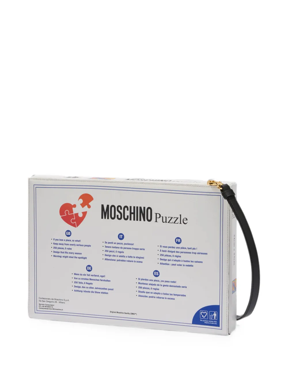 Moschino Leren schoudertas met puzzel-print Wit
