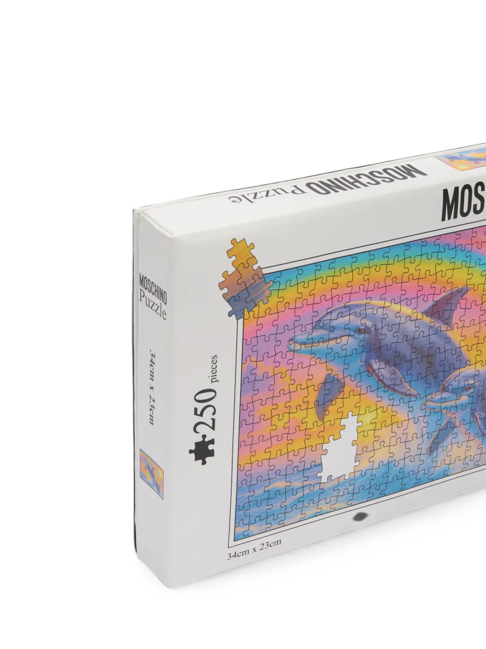 Moschino Leren schoudertas met puzzel-print Wit