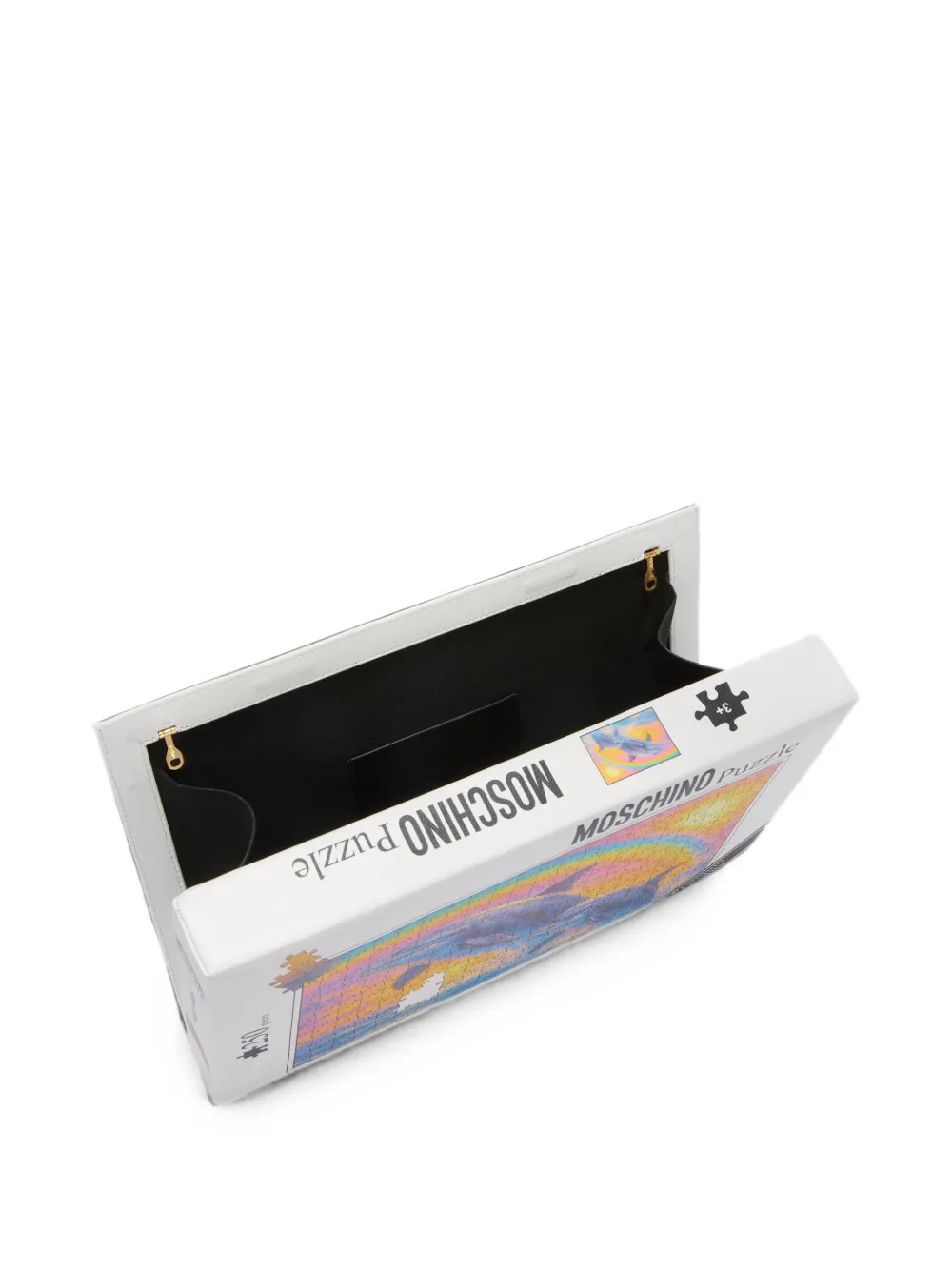 Moschino Leren schoudertas met puzzel-print Wit