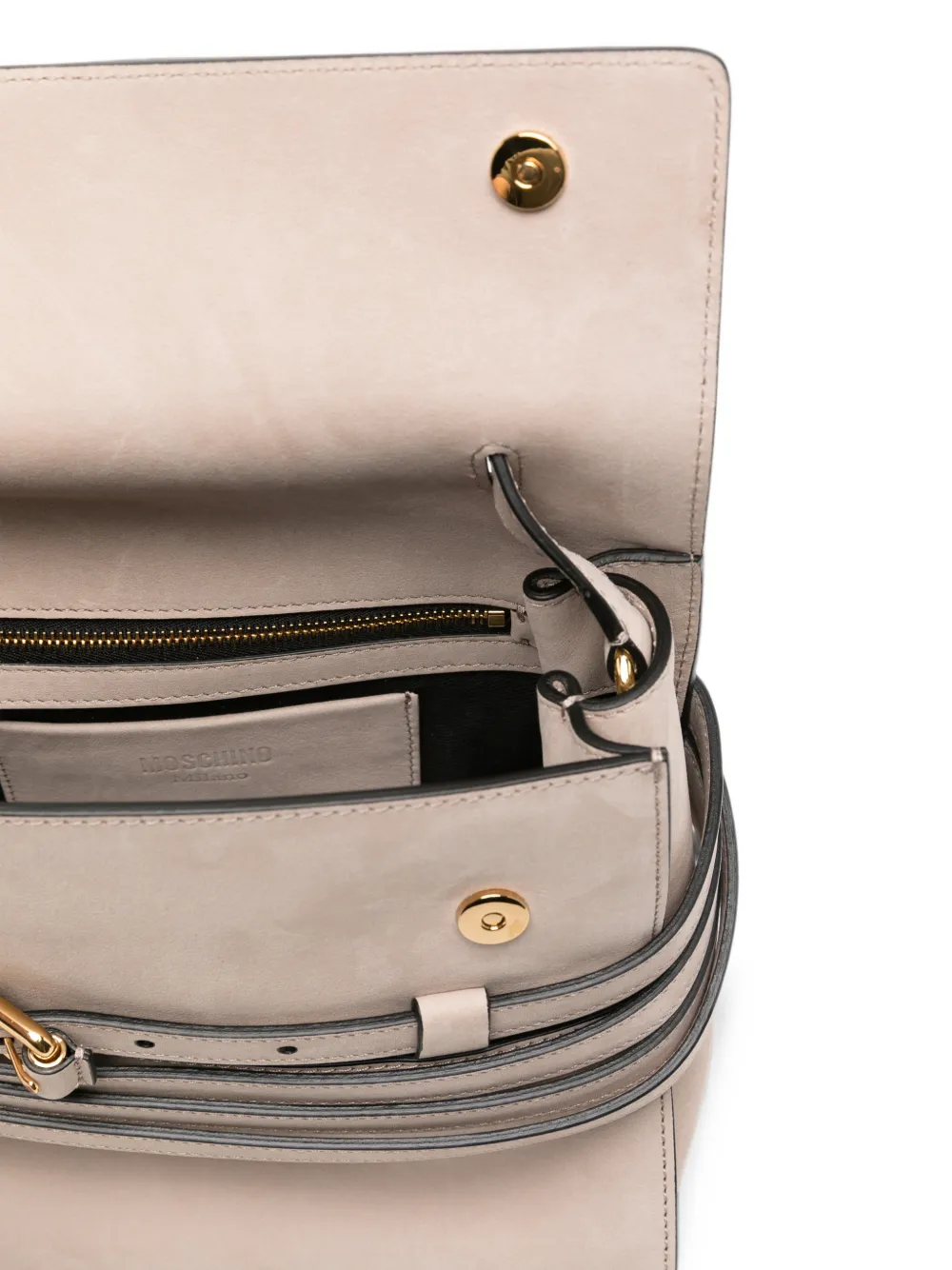 Moschino Leren schoudertas met riemdetail Beige