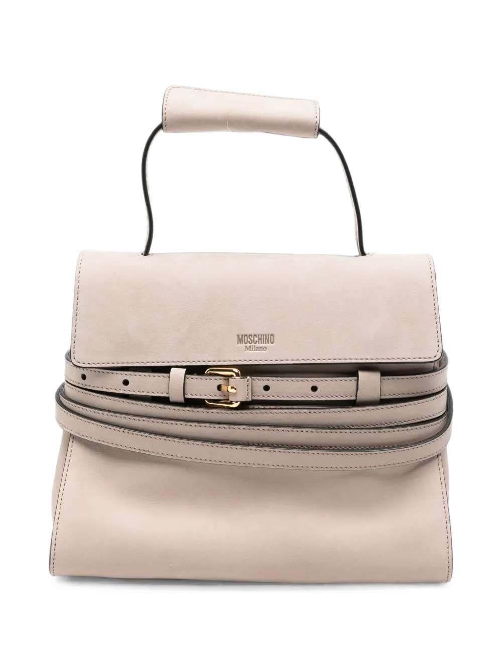 Moschino belt-detail leather shoulder bag - Toni neutri