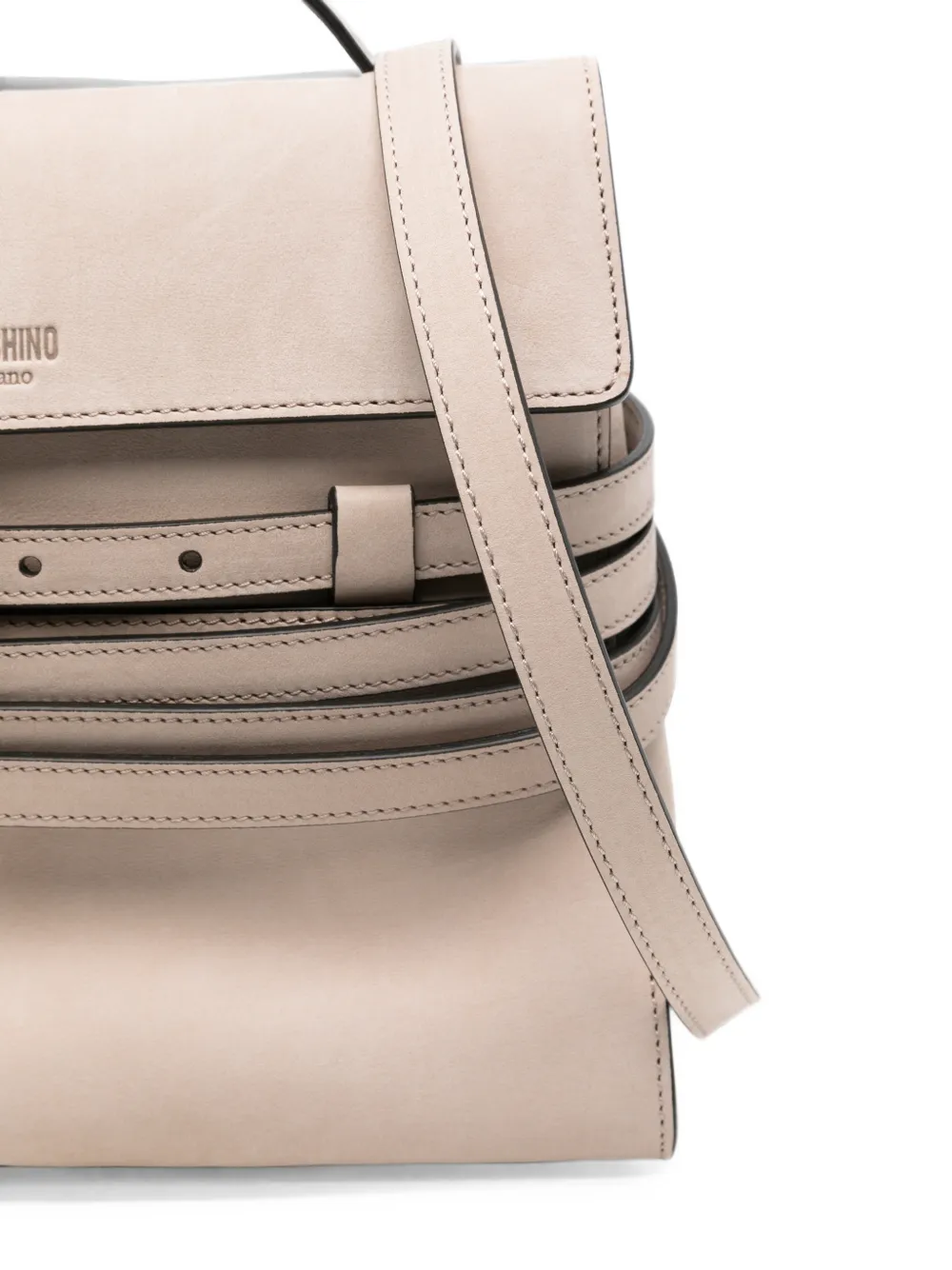 Moschino Leren schoudertas met riemdetail Beige