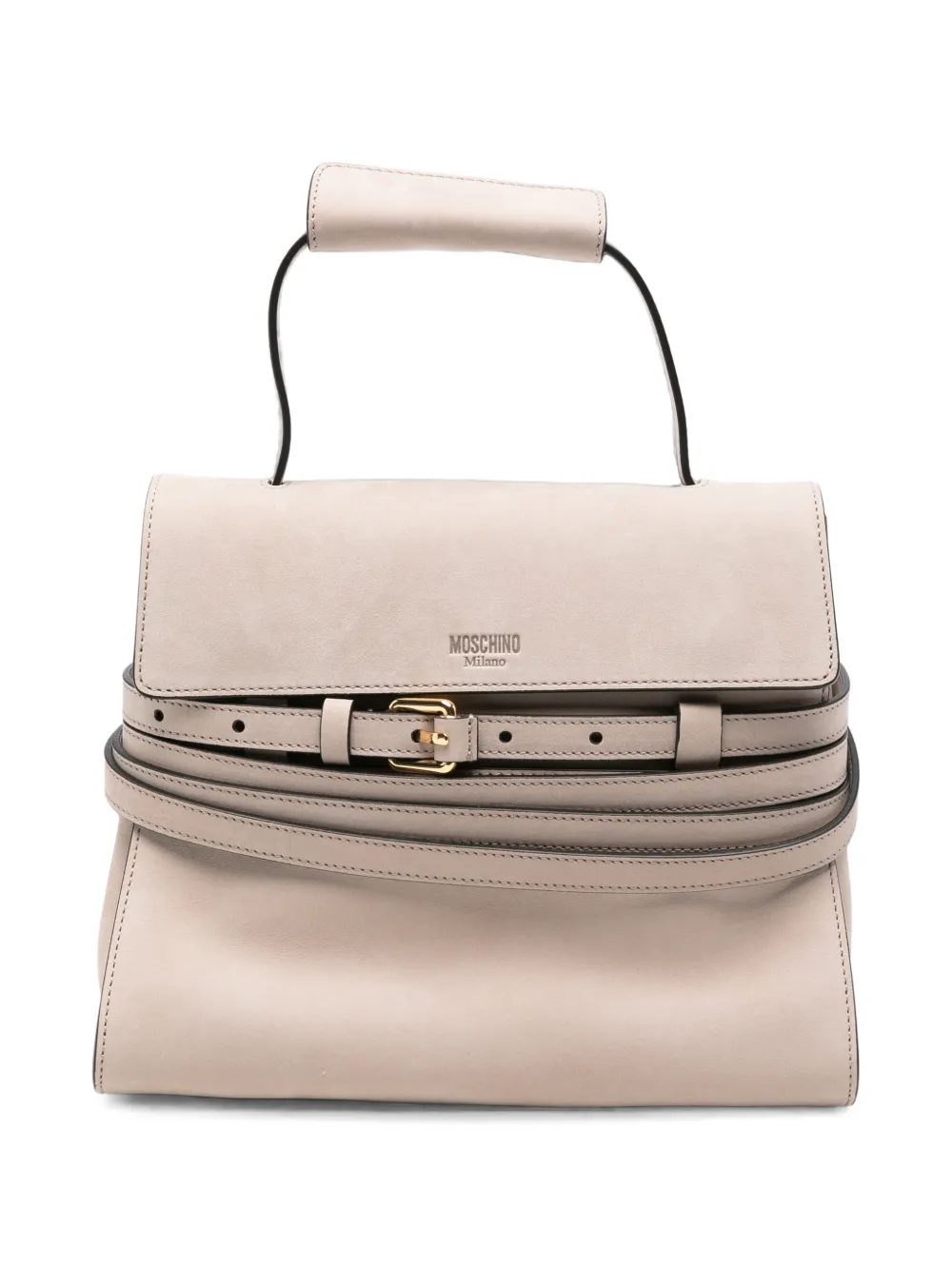 Moschino belt-detail leather shoulder bag - Toni neutri