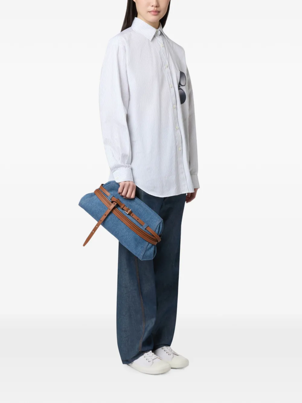 Moschino Denim clutch met riem Blauw