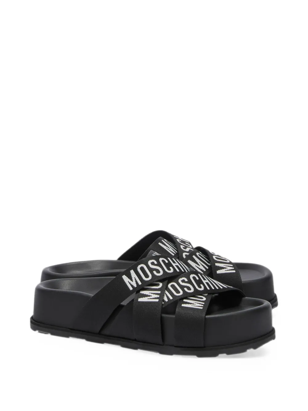 Moschino logo-print crossover-strap sandals Zwart