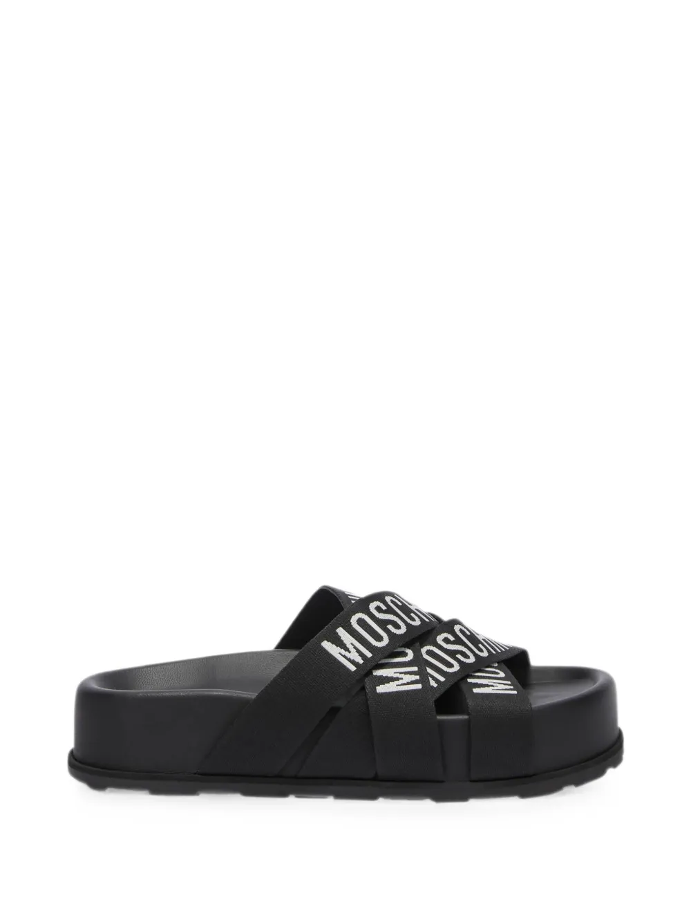 Moschino logo-print crossover-strap sandals Zwart