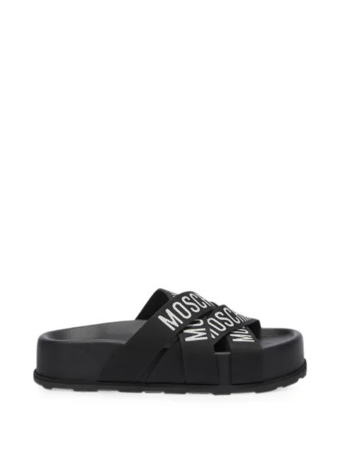 Moschino logo-print crossover-strap sandals