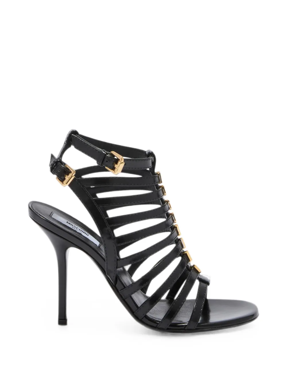 Moschino logo-lettering caged sandals - Schwarz