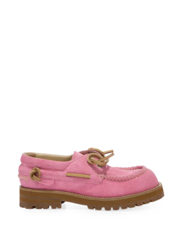 Moschino Suede Boat Shoes in Pink