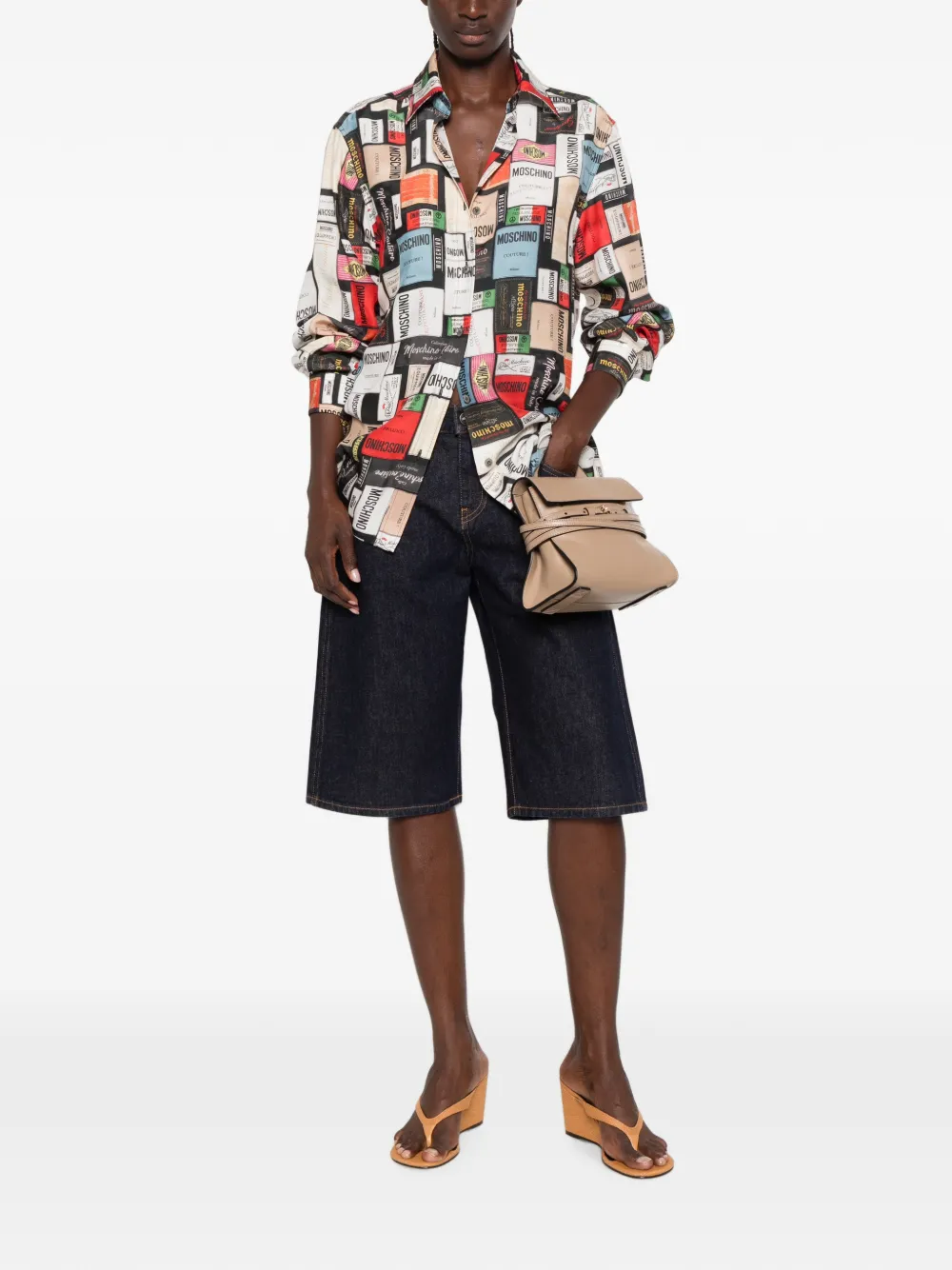 Moschino Zijden overhemd met logoprint Zwart