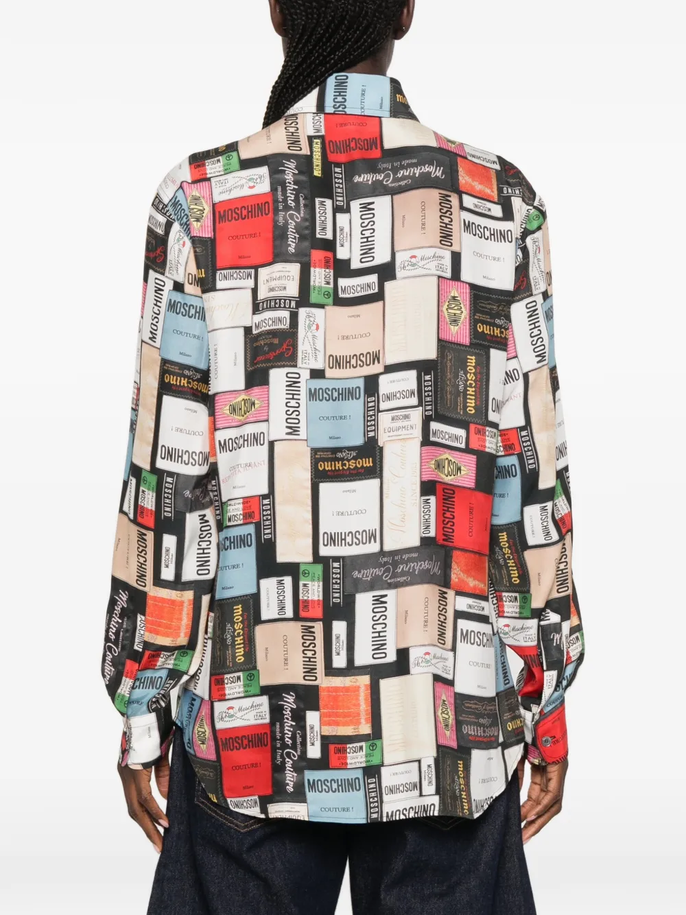 Moschino Zijden overhemd met logoprint Zwart