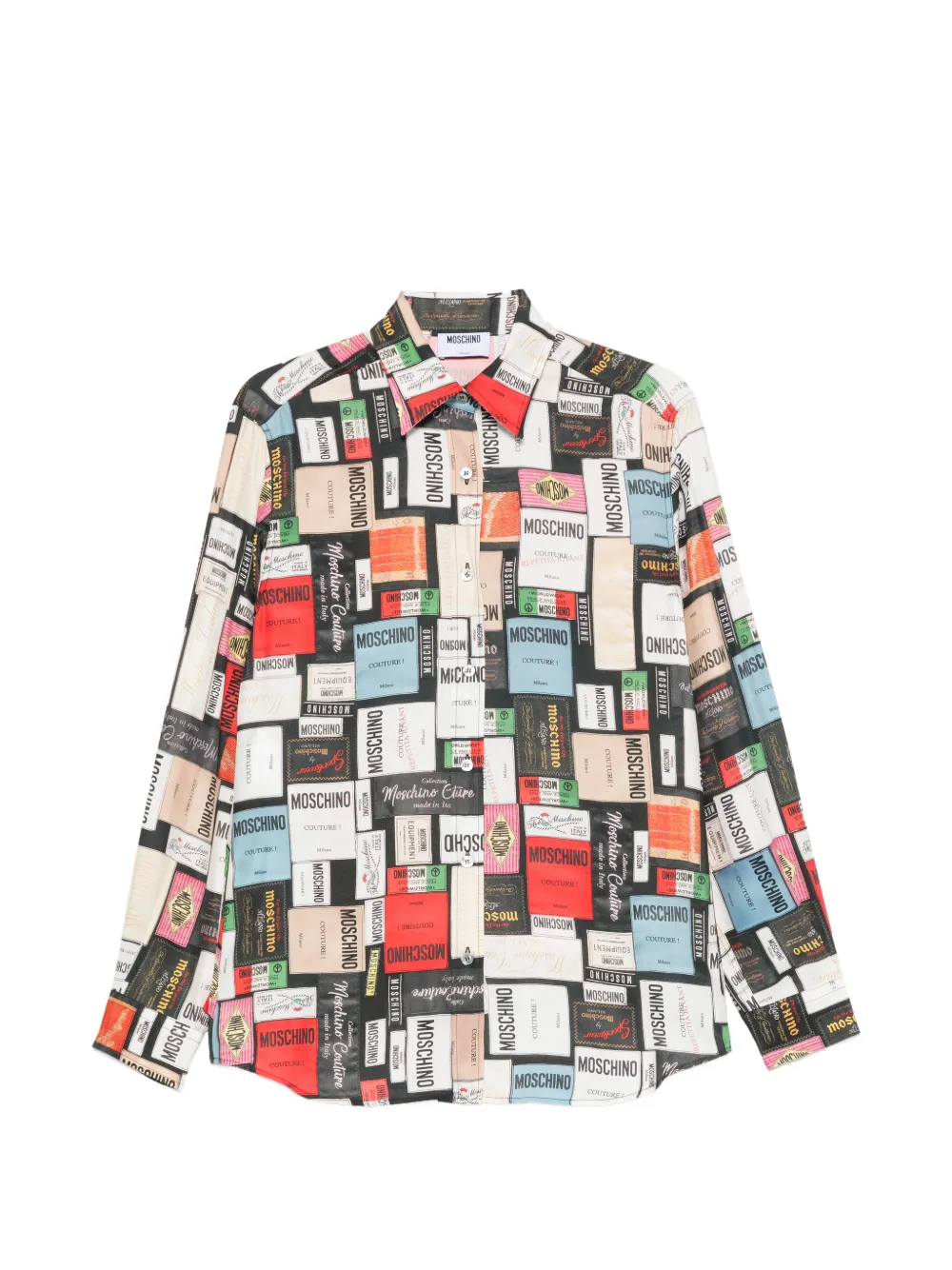 Moschino logo-print silk shirt - Schwarz