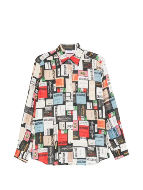 Moschino logo-print silk shirt