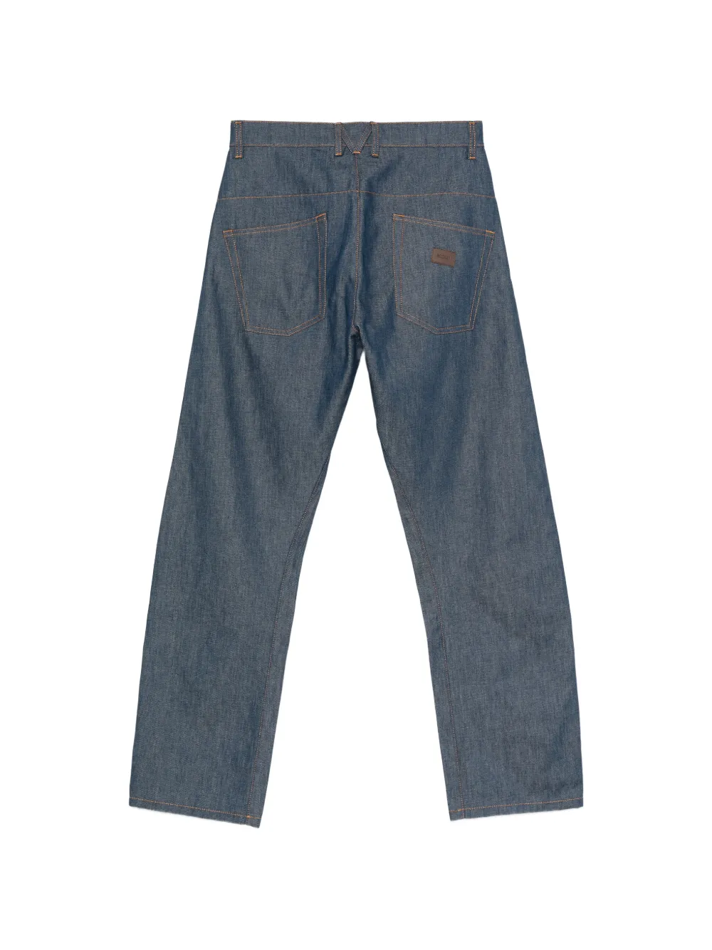 Moschino Jeans met logopatch en contrasterende stiksels Blauw
