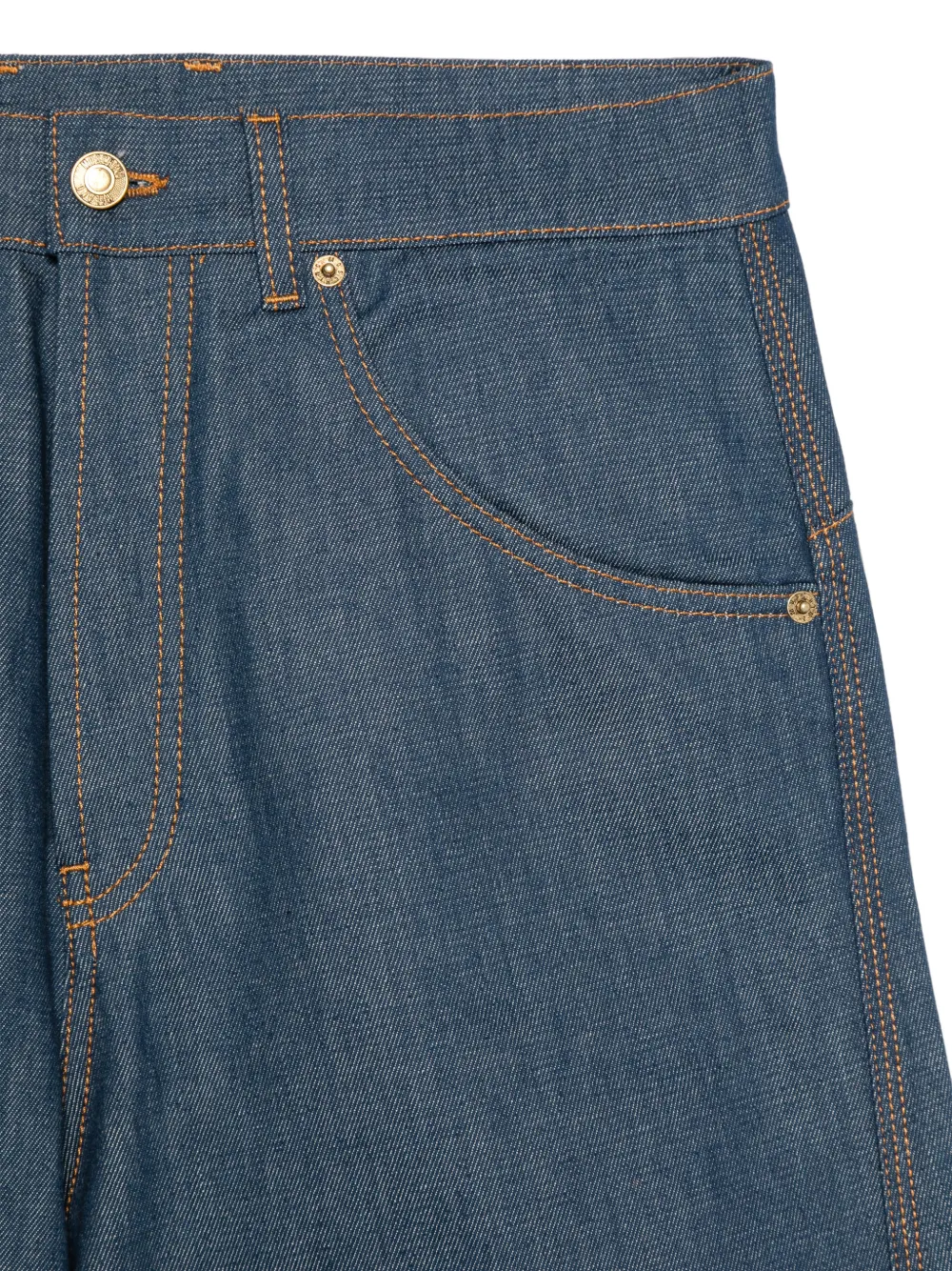 Moschino Jeans met logopatch en contrasterende stiksels Blauw