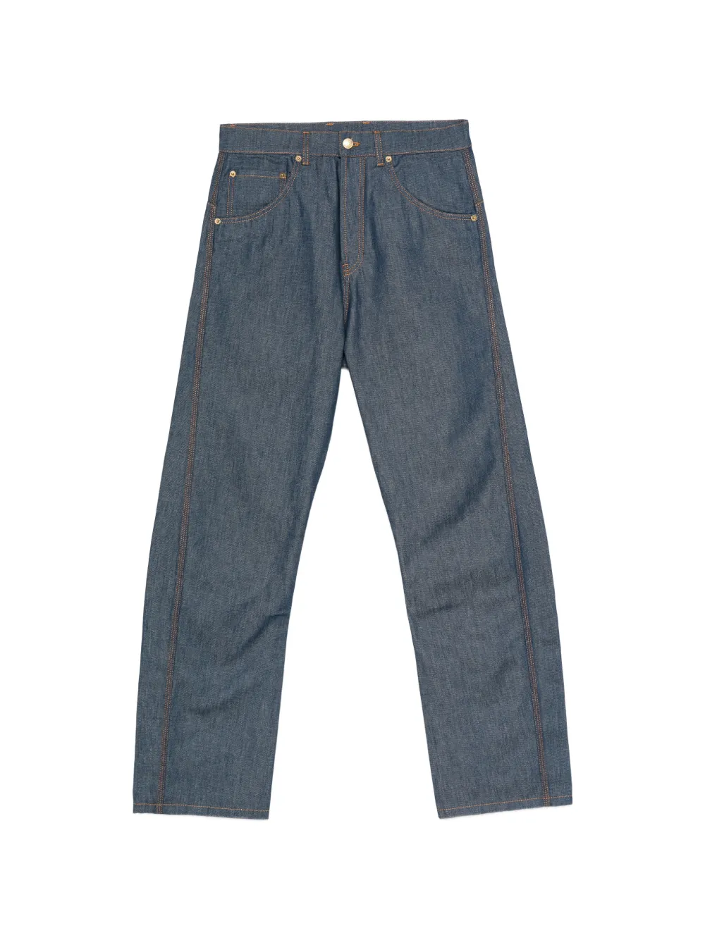 Moschino contrast-stitching logo-patch jeans - Blu