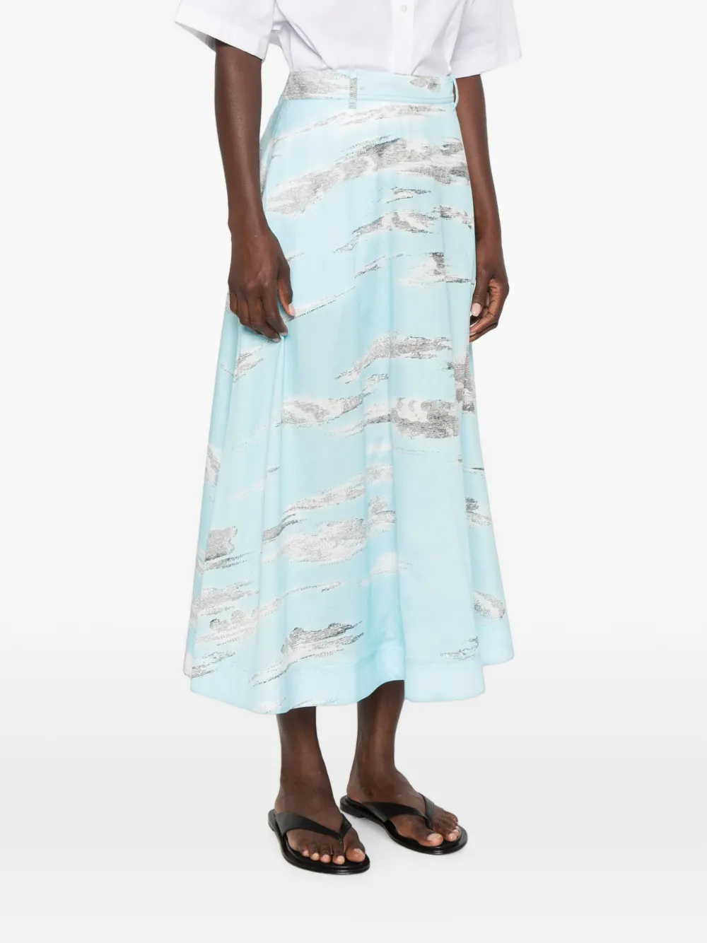 Moschino Katoenen midi-rok met print Blauw
